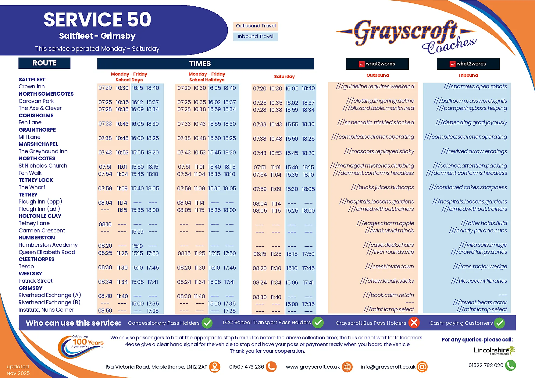 Service 50 Timetable